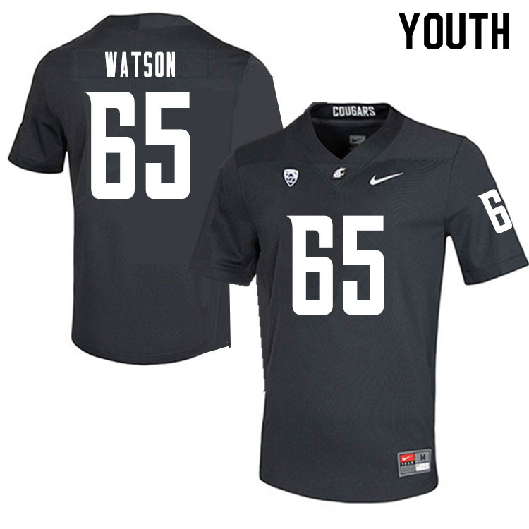 Youth #65 Josh Watson Washington State Cougars College Football Jerseys Sale-Charcoal